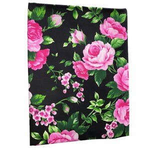 DESIGN BY DEE Black & Pink Floral Cotton Fabric - Vintage 2000's - 1.05 Yards